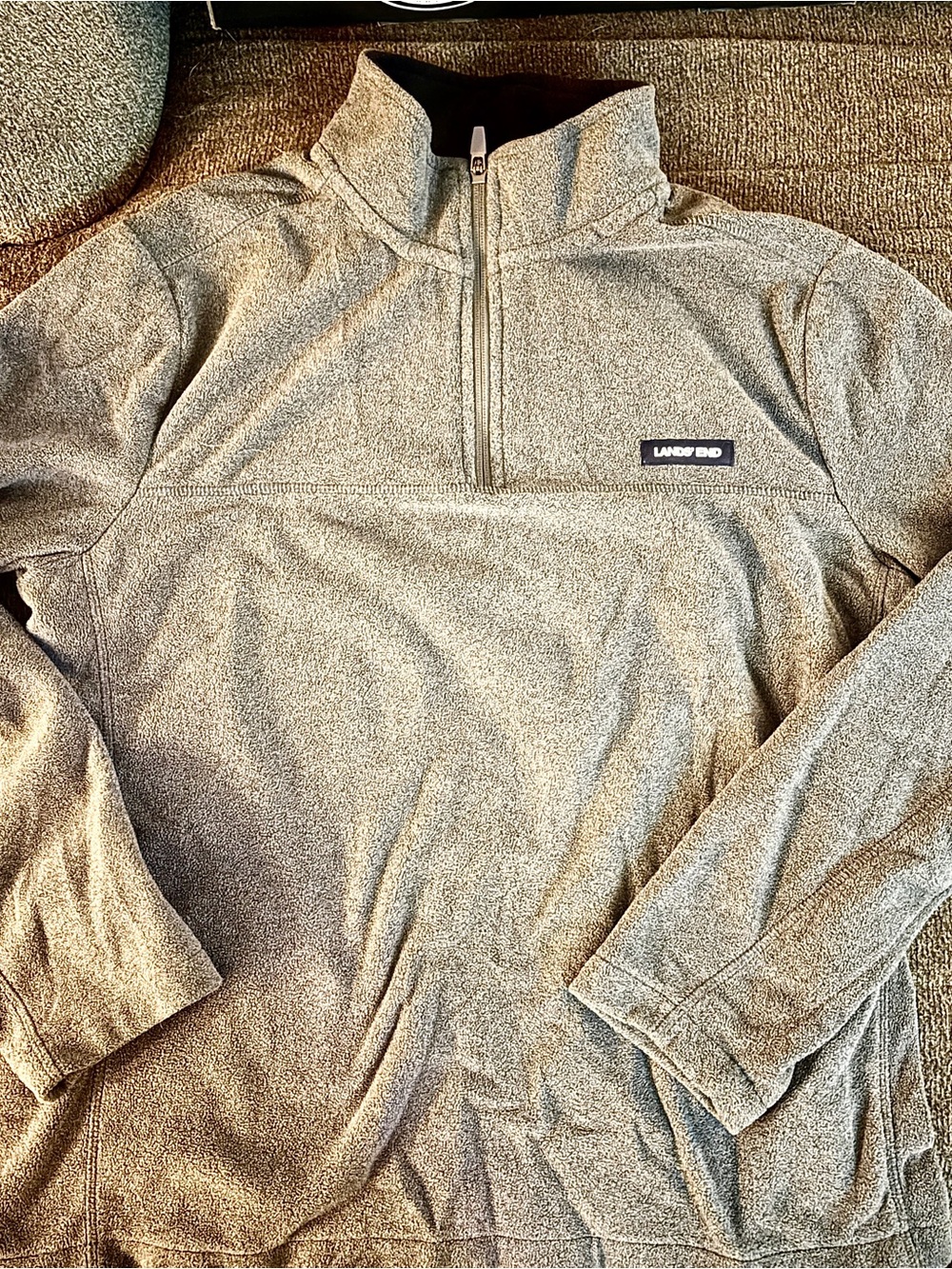 Lands' End Men's Half-Zip Fleece Pullover - Light Gray